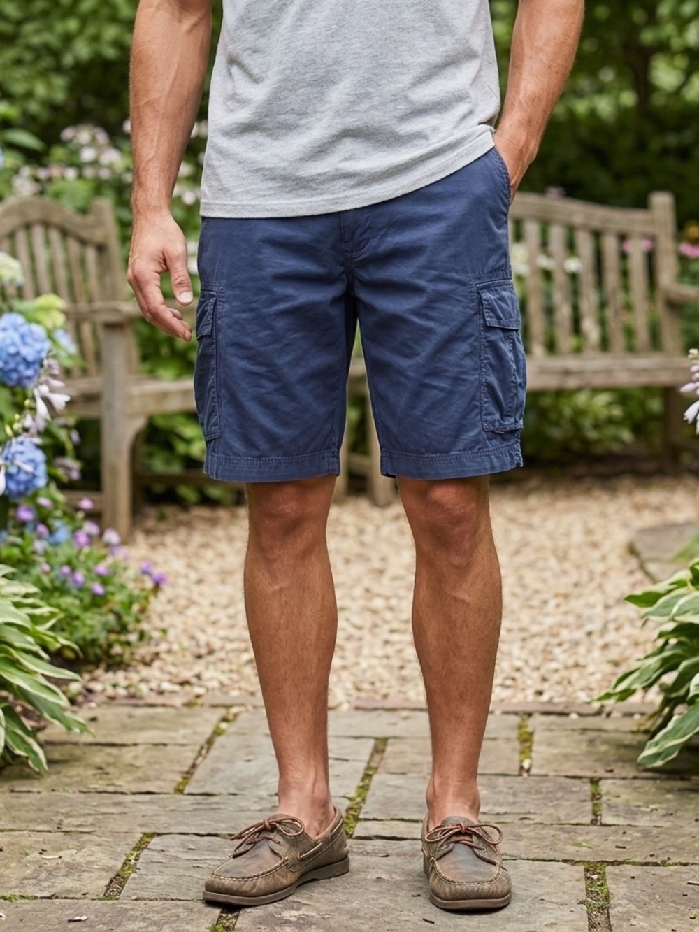 Izod Saltwater Cargo Shorts Mens Size 38 X 10.5 Navy Blue